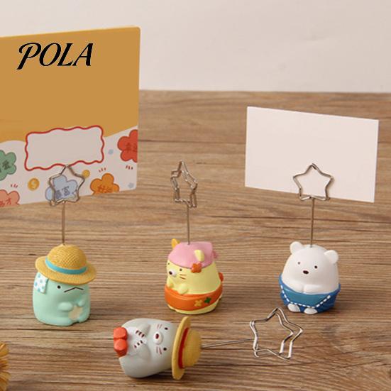 Waterproof Note Holder Desktop Memo Clip Stand, Cartoon Animal Message Holder, Cute Resin Base Photo Hand-painted Display Clip, Table Number Name Card