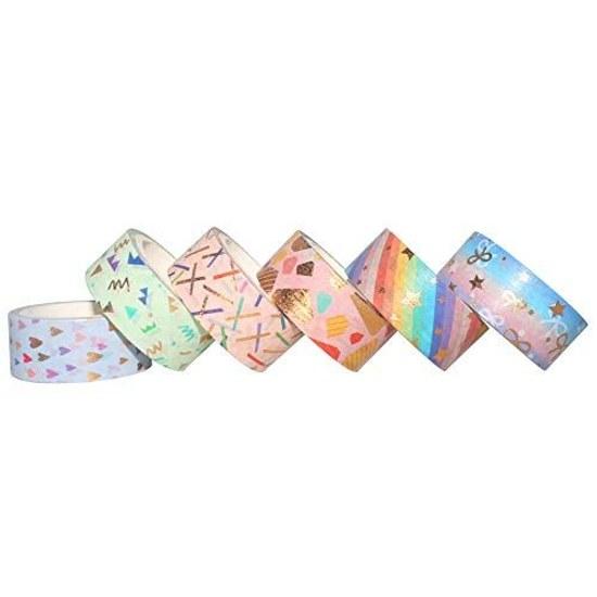YUBBAEX Spring Fragrance Cute Masking Tape Gold Foil 15mm Width Set 12 Rolls Thin Suitable Gift Wrapping DIY Crafts Notebook Decoration (Spring Rolls)