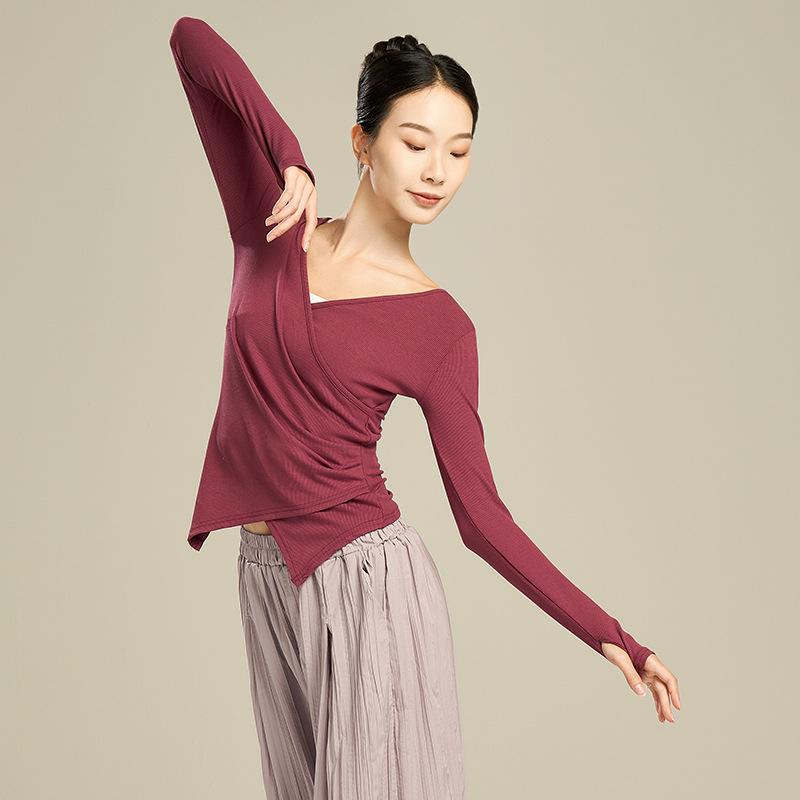 Dámský zeštíhlující top na tanec a jógu - Moderní, klasické a čínské taneční cvičební oblečení