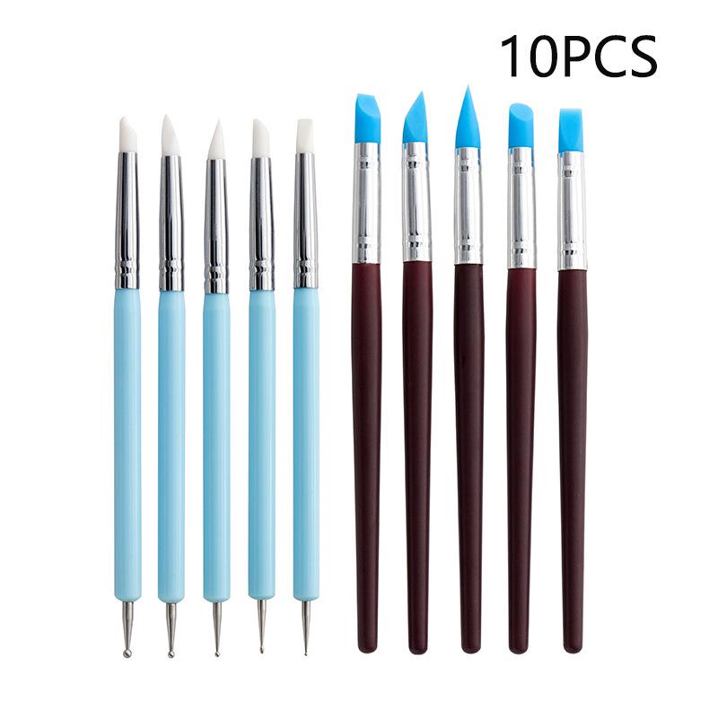 

10-Piece Cross-Border Pottery & Clay Tool Set: Silicone Dotting Pens & Indentation Tools