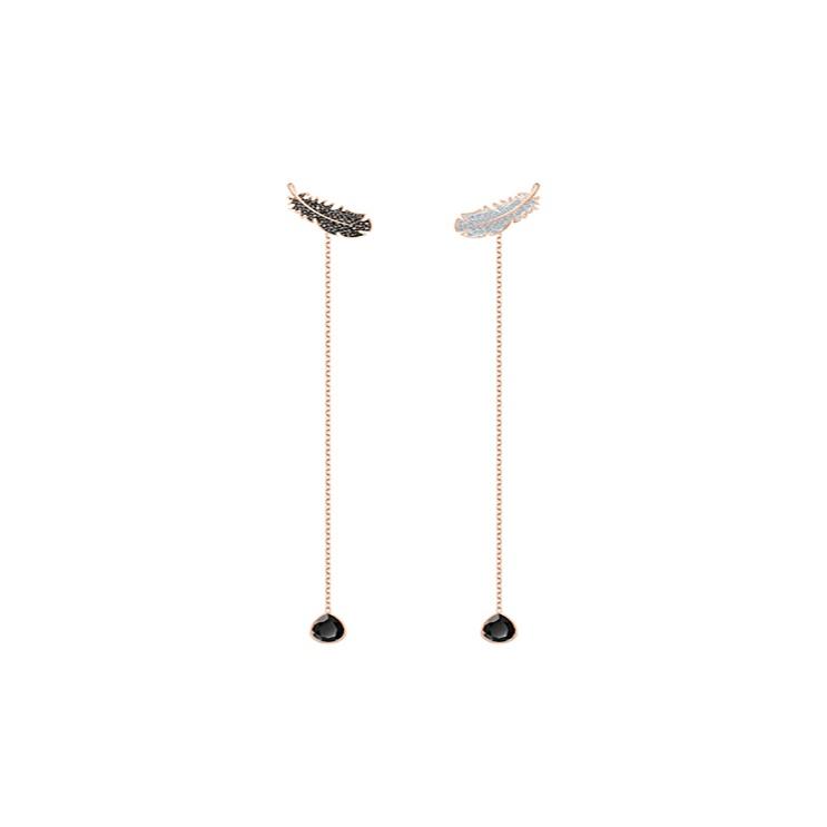 Swarovski Feather Earrings Women earrings Black 5495373 Box+Shopping Bag (Random Color)