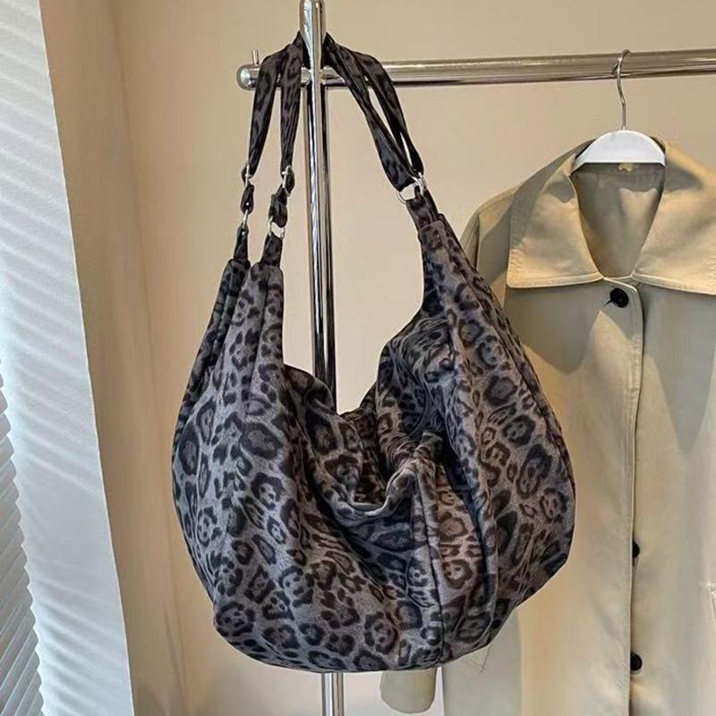 Yogodlns Large Leopard Shoulder Bags Women Fashion Big Packages Lazy Style Hobo Bags Autumn And Winter Leisure Or Travel Bags
