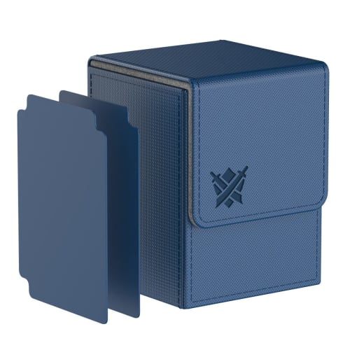 

ULTRGEE Deck Box for MTG Cards, Magnetic Card Box with Holder and 2 Dividers, Large Trading Card Case, Fits up to 110 Cards - Shield Design (Blue)