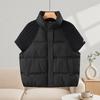 Fashion Knitted Stitching Stand-up Collar Cotton Vest Women Autumn Winter Short Warm Loose Sleeveless Ladies Waistcoat Coat