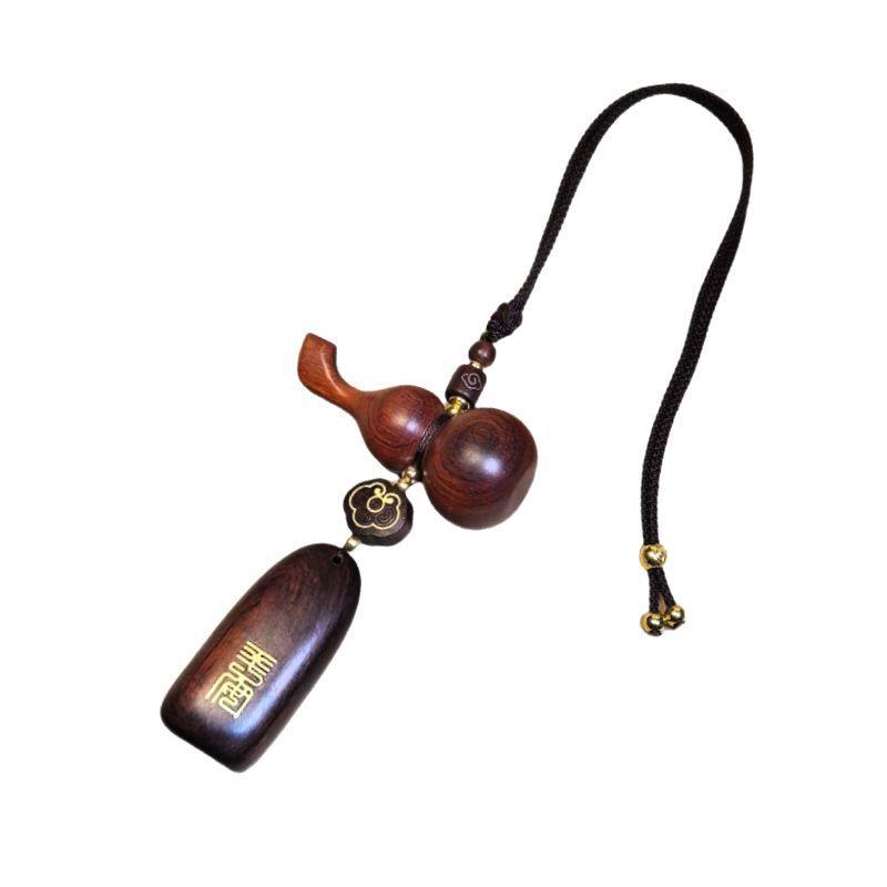 Sandalwood Gourd Pendant: High-End Rearview Mirror Amulet for Men and Women