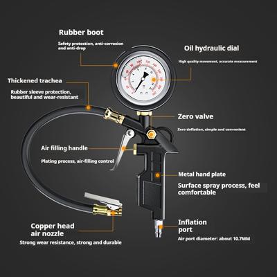 Car Tyre Air Pressure Gauge Tire Inflator Tire Pressure Pneumatic Tool Gauge Compressor Pressure Gauge 0-220psi LCD Display