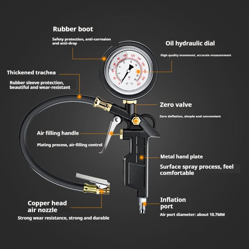 Car Tyre Air Pressure Gauge Tire Inflator Tire Pressure Pneumatic Tool Gauge Compressor Pressure Gauge 0-220psi LCD Display