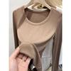 German velvet long-sleeved t-shirt for women's autumn slim-fitting and thin versatile thin velvet warm simple inner bottoming shirt top