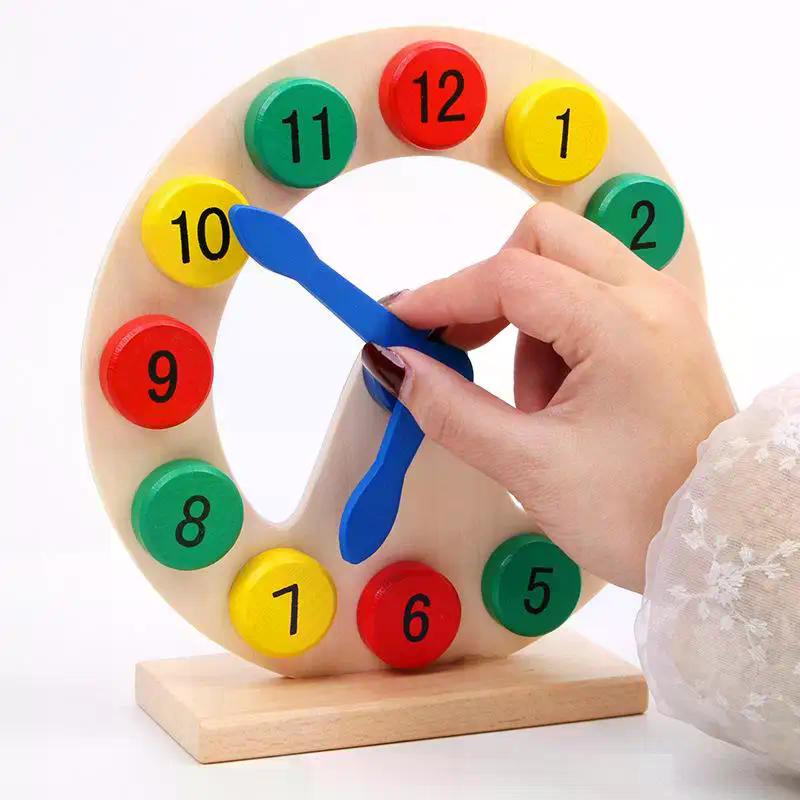 Wooden Clock Toy for Kids - Colorful Educational Time Learning Board for Preschool Teaching & Cognitive Development