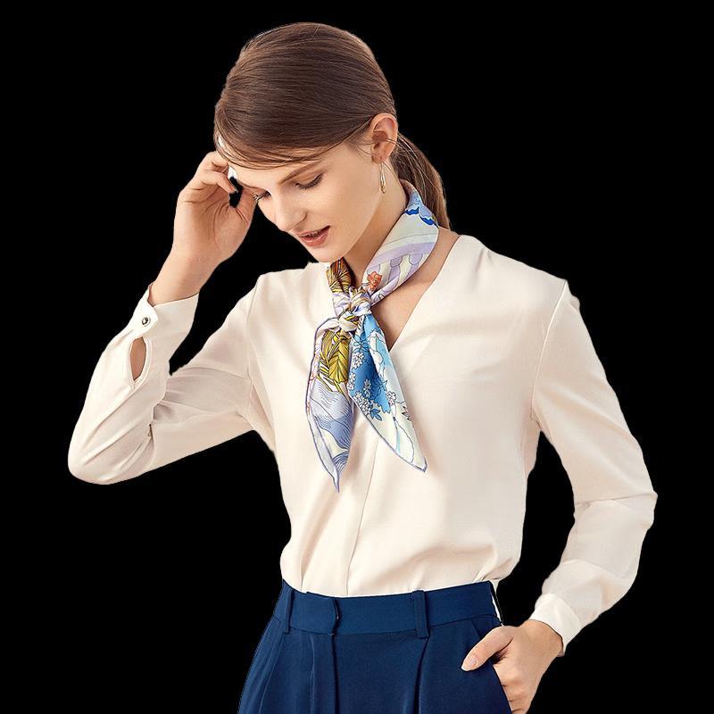 Sangbai Coconut Rhyme Double-Sided Floral Silk Scarf