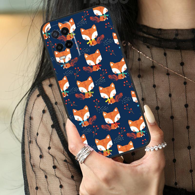 Cartoon Foxes Animal Case For Oppo A74 A94 A54 A80 A60 A40 A18 A38 A58 A78 A98 A96 A76 A16 A15 A17 A57 A77 A5 Pro