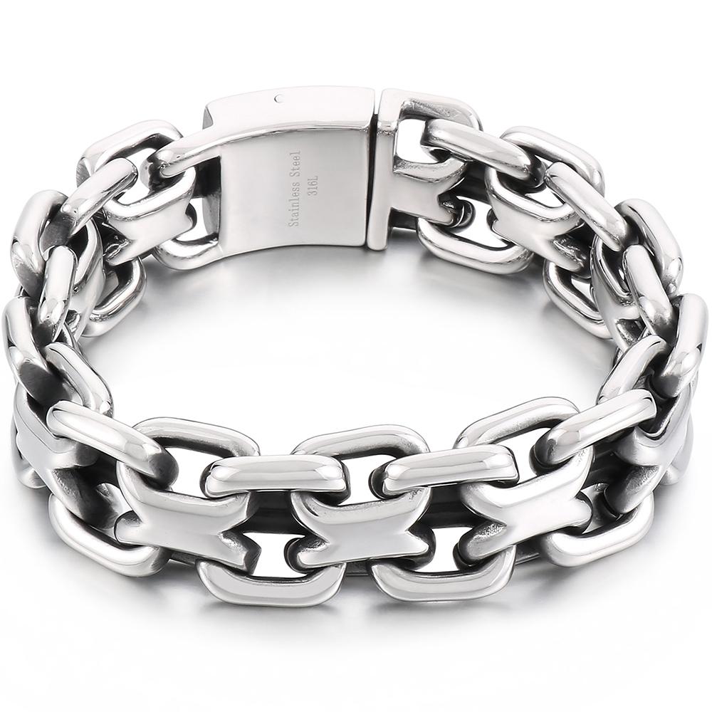20MM Men's Stainless Steel Viking Braided Chain Bracelet for Man Woven Rope Bangle Cool Hip Hop Motorcycle Biker Jewelry 23.5CM
