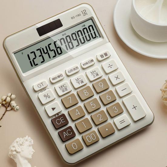 Mechanical Calculator 12 Digit Large LCD Display Big Buttons Easy To Press Compact Size Portable Colorful Calculator