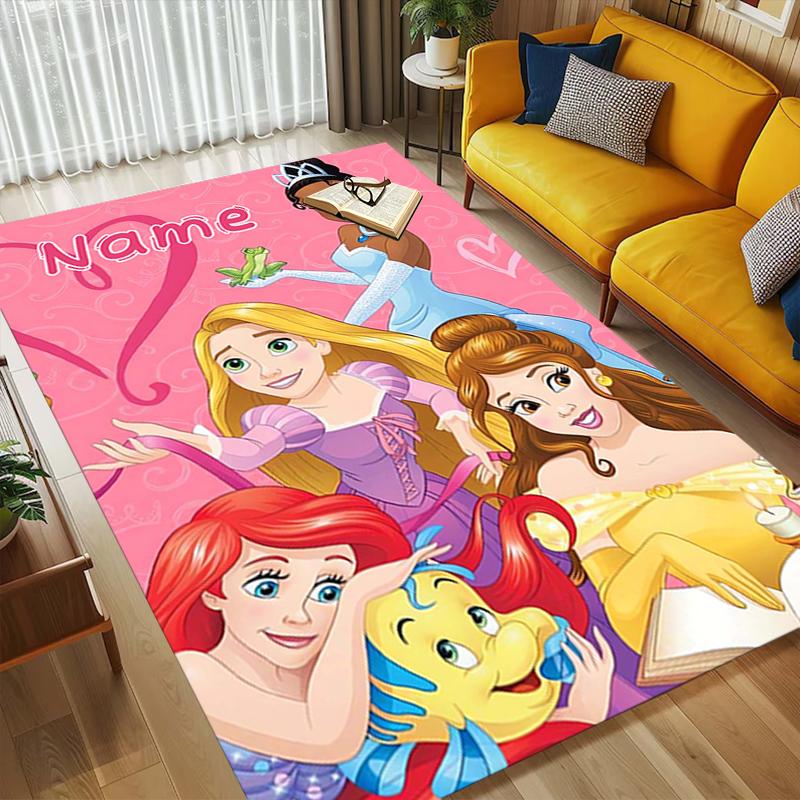 Custom Name Princess Party Living Room Non-Slip Area Rug Soft Carpet for Bedroom Kids Playroom Sofa Office Home Decor Doormat