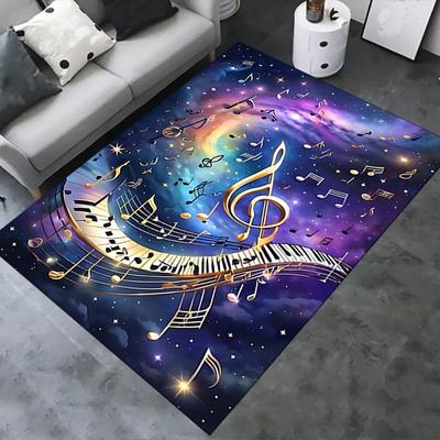 Golden Musical Notes Chair Mat Office Carpet, Oversized Rug for Home Decor, Sofa Mat, Desk Pad Gift, Suitable for Bedroom, Living Room, Any Room