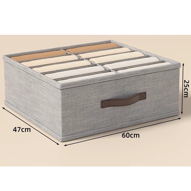 1/2PCS Foldable Wardrobe Storage Box Open Top Double Row Underwear Socks Organizer Non-Woven