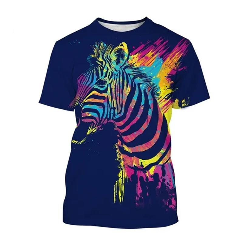 Zebra Animal 3D Printing Breathable Short Sleeve T Shirt Men's Prairie Horse Hip-Hop Style Streetwear Top Streak Zebra T-shirts