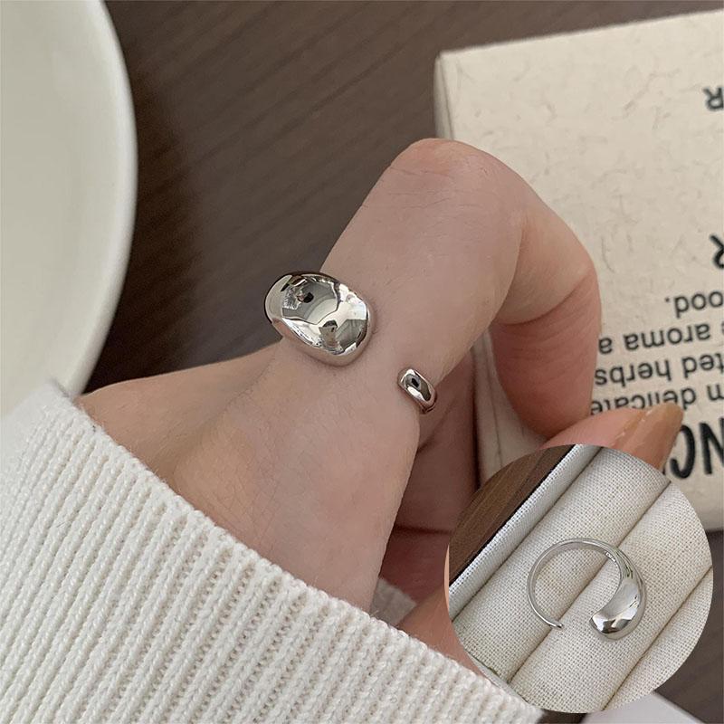 Panjbj Copper Wide Smooth Ring For Women Girl Irregular Simple Fashion Adjustable Jewelry Gift Dropshipping