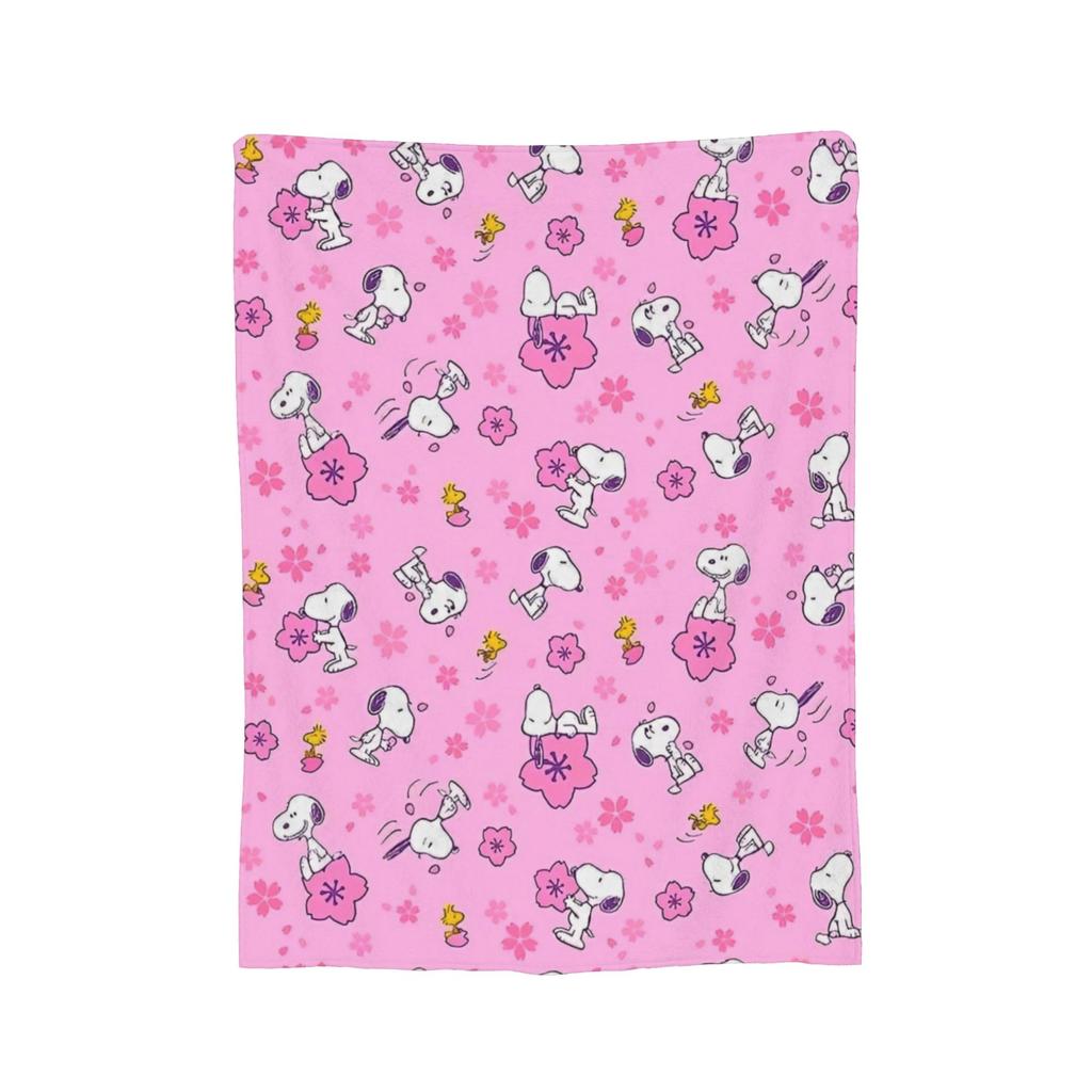 Snoopys & Woodstock Fun & Flowers Flannel Blanket Awesome Throw Blanket for Home Hotel Sofa 150*125cm Quilt,