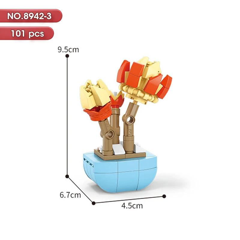 New Flowers Succulents Building Blocks Everlasting Bonsai Tree Gardens Romantic Girls Bricks Potted Plants Hot Model Kids Toys