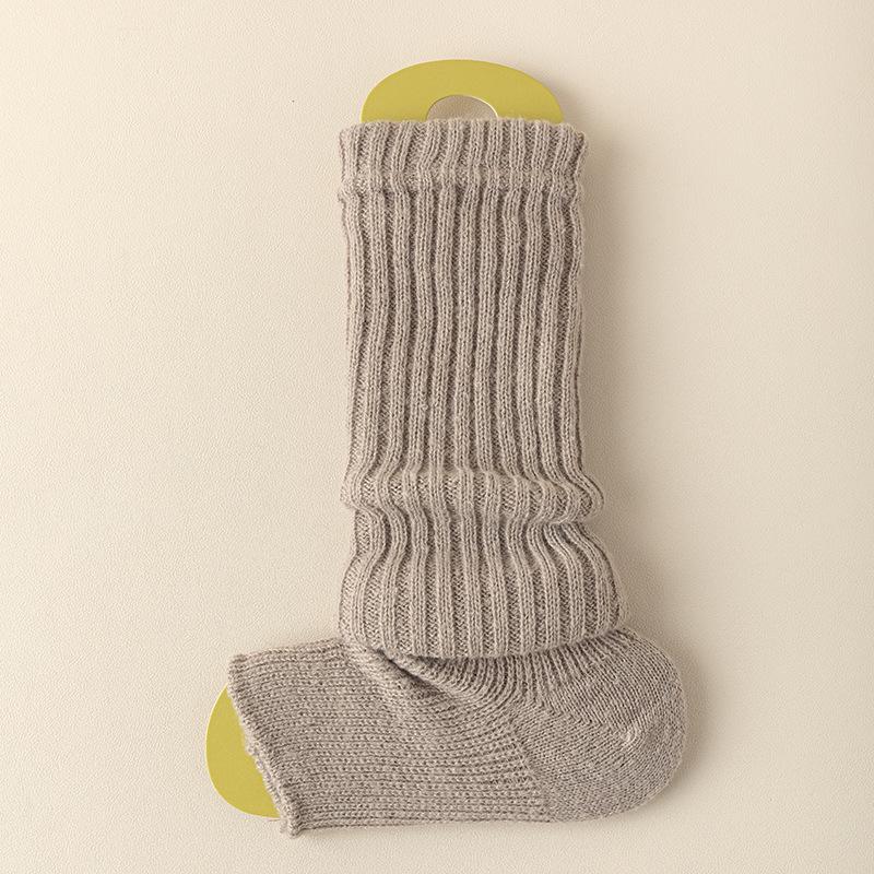 Grey Foot Socks for Women In Winter, Thickened and Fleece Warm Long Socks, Pile Socks, Long Leg Coverings
