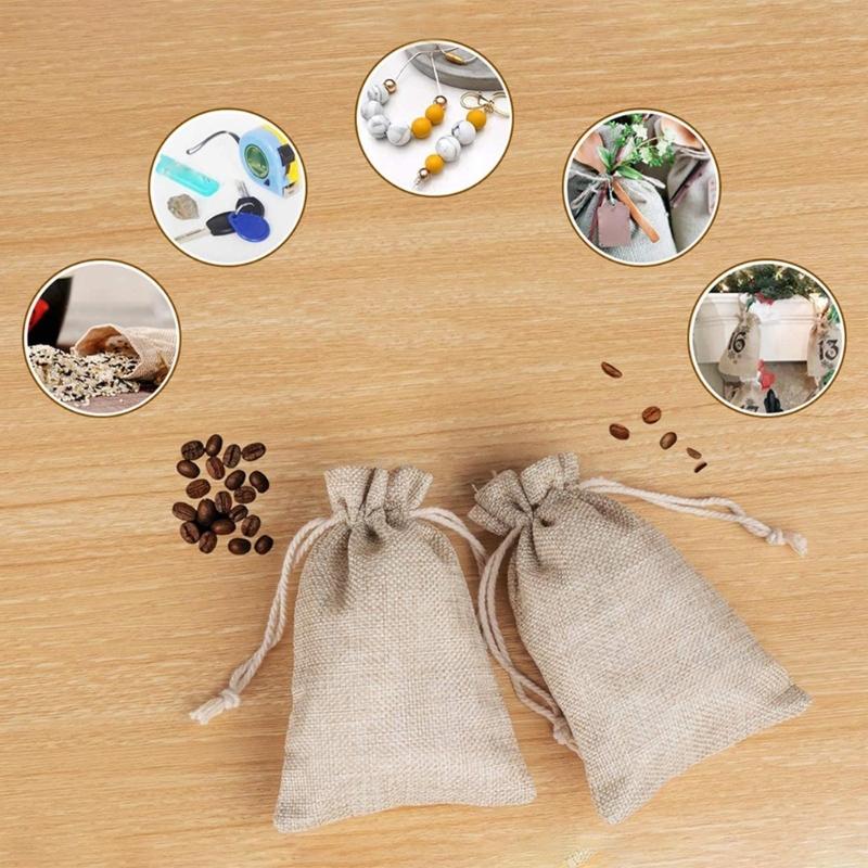 Set of 20 Small Linen Bag with Drawstring Closure Elegant Drawstring Linen Pouches Convenient Jewery Wrapping Pouches