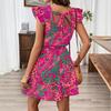 Women's Summer Flying Sleeves Round Neck Floral Pattern Strap Printed Short Dress Clothes Sale