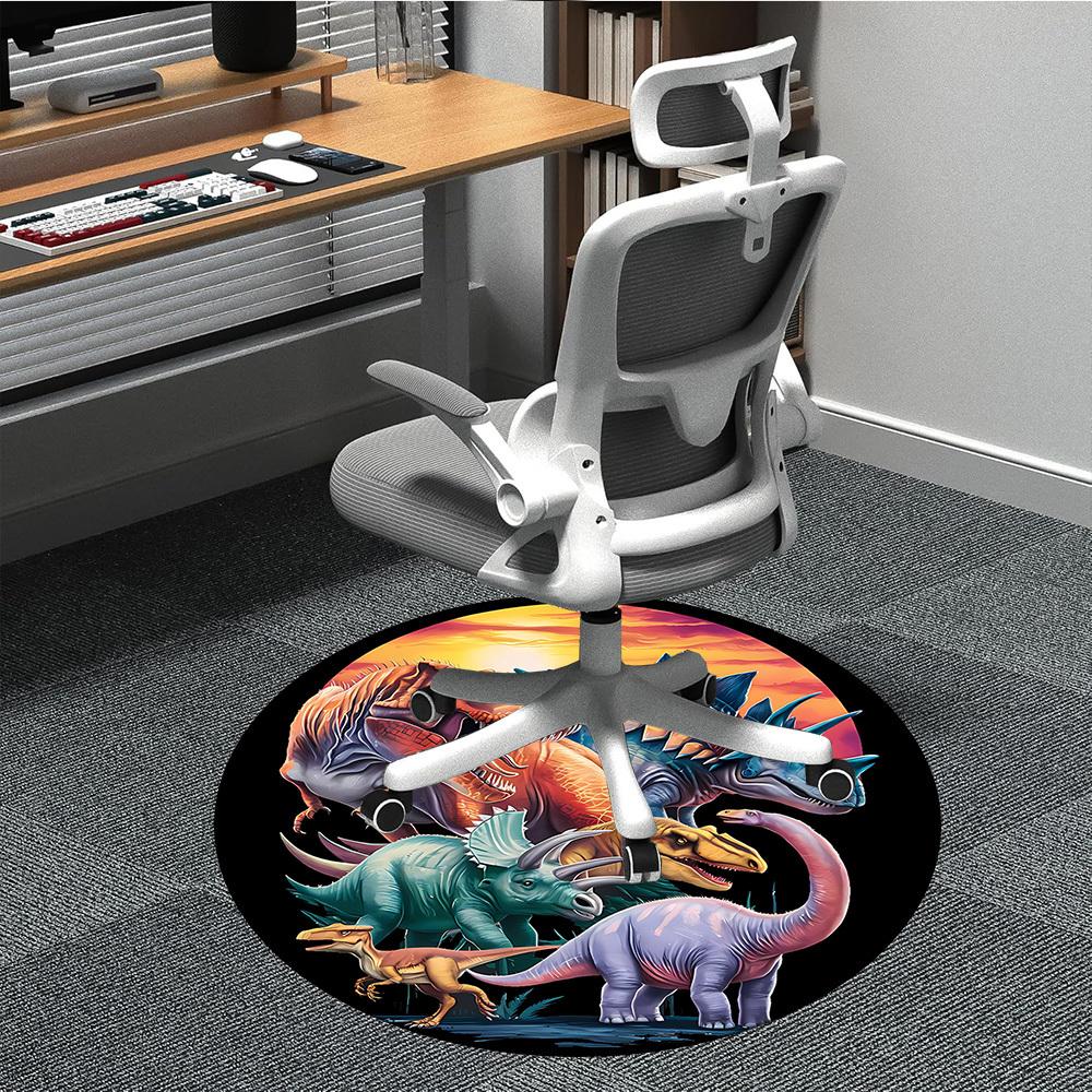 

1pc Dinosaur Sticker Chair Carpet for Office Non-Slip, Machine Washable Rug for Office, Room - Holiday Decor, Machine Made yy251016063 80cm by 80cm
