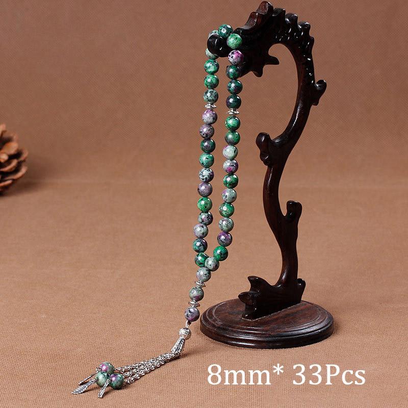 33 Prayer Rosary Beads 8mm Natural Stone Agate Color Optional For Islamic Tasbih Muslim Men Allah Mohammed Meditation Pendant