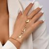 Vintage Gold Color Butterfly Adjustable Finger Bracelet for Women Originality Personality Geometric Crystal Bracelet Jewelry