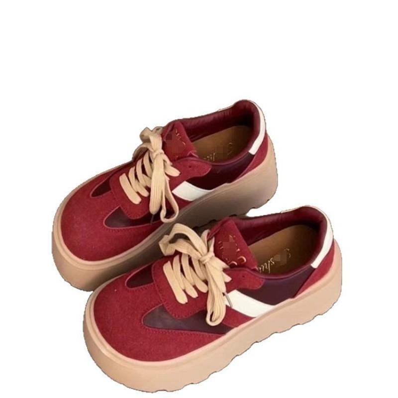 Retro single shoes autumn new thick-soled muffin shoes small height-increasing board shoes women's trend