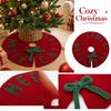 Red Knitted Wool Christmas Tree Skirt for Holiday Tree Base Decoration and Ornaments