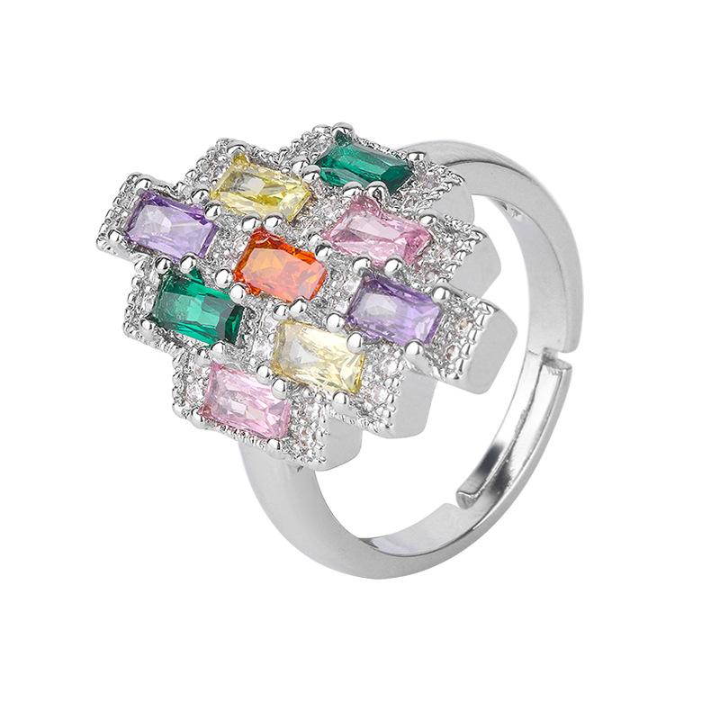 Fashion Color Zircon Snow Lotus Ring Design Sense Colorful Ice Linghua Treasure Tourmaline