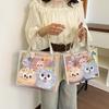 Cute cartoon transparent student tutoring bag texture large capacity waterproof zipper tote bag fashionable travel oblique span bag