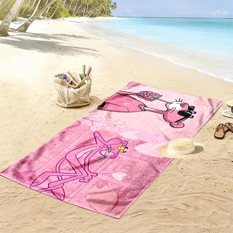 Pink Panther Print Beach Towel, Large Soft Quick Dry Towel for Beach Camping Swimming