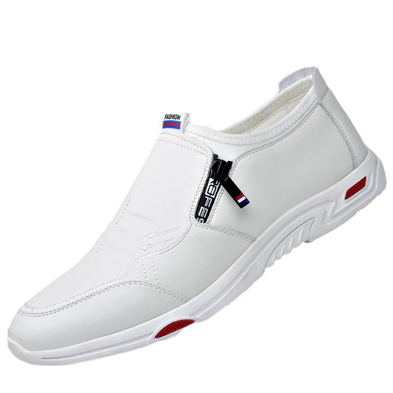 Bawang Red Ant Men's Shoes 2025 Spring and Summer New Men's Daily Casual Leather Shoes White Leather Breathable Height-increasing Shoes