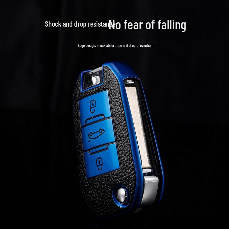 Leather Pattern Dongfeng Peugeot Key Case for 308, 301, 408, 308s, 3008, 2008, and 508 Models