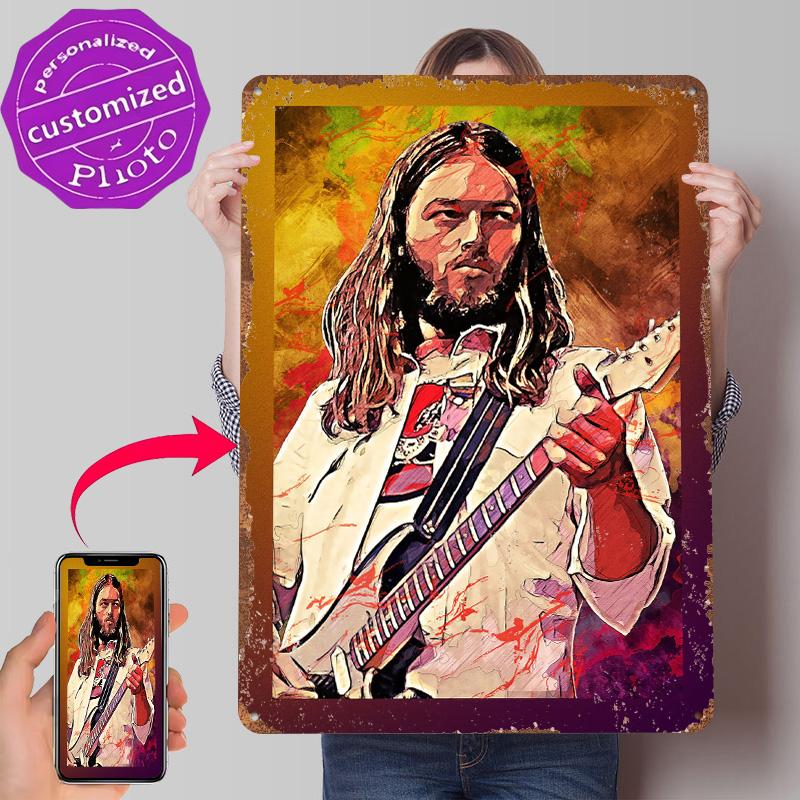 David Gilmour Tinplate Poster Customized Wall Art Retro Vintage Metal Signs for Fans Bathroom Decor Room Decoration Gaming House