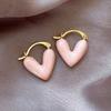 New Simple Design Wine Red Love Heart Dangle Earrings for Women Gold Circle Vintage Peach Drop Earring Can Be Separated