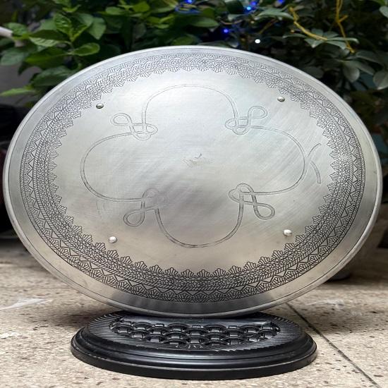

Aluminium Quarter Flower Engrave Circle Round Shield Viking Wall Art