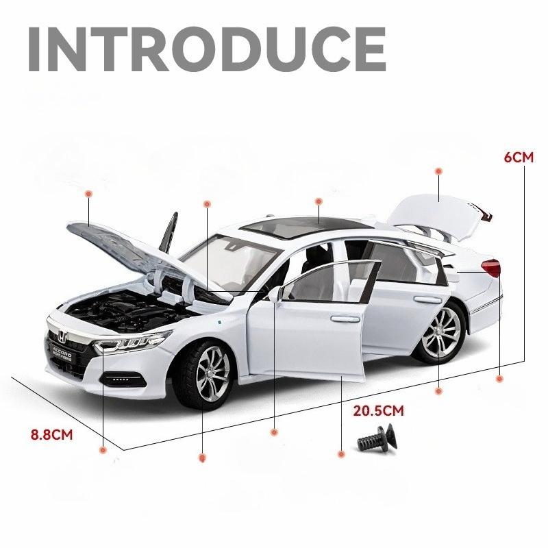 1:24 HONDA ACCORD Miniature Car Model Toys Alloy Diecast Vehice 6 Door Opened Sound Light Pull Back Toy Children's Birthday Gift