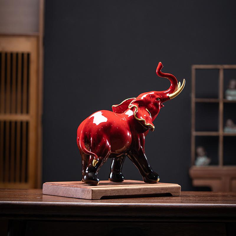 Feng Shui Keramik kreative Elefantenornamente für Wohnzimmer zu Hause, TV-Schränke, Weinschränke, Dekorationsartikel und Geschenke für