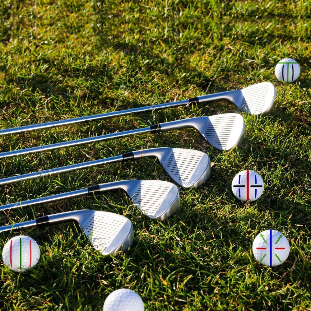 8Pcs/Set 4 Marking Stencils Golf Balls Alignment Exerciser Golf Ball Marker Pen  Gymnasium
