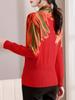 Ladies' Elegant Long Sleeved Soft and Warm Cross Neck Knitted Sweater with Printed V-neck Base Sweater