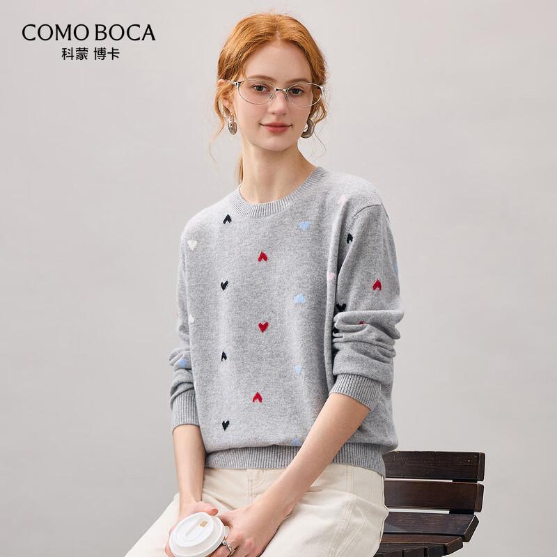 Women's Cashmere Heart-Pattern Round Neck Sweater