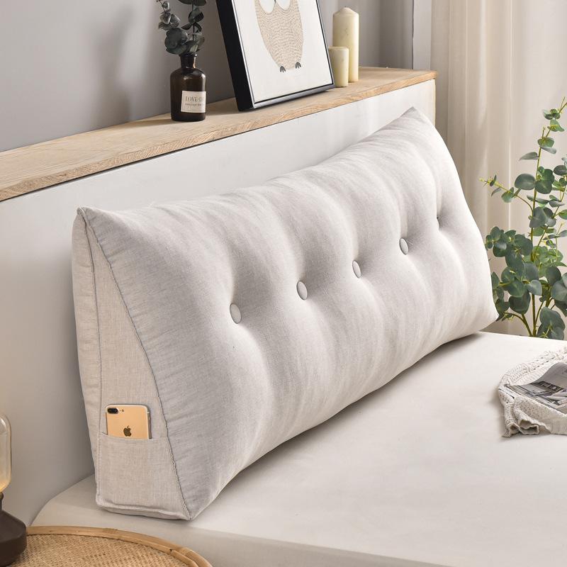 Headboard Cushion Triangular Long Pillow with Filler Reading Large Backrest Support Wedge Bed Daybed Comfort Rest Waist Pillow 60x50x20cm белый