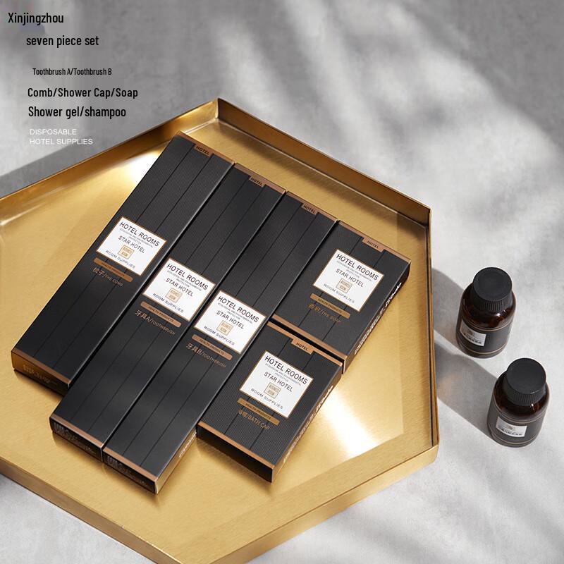 Disposable Hotel Guest Toiletries 7-Piece Set (5-Pack)