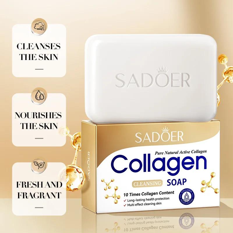 1/2/4pcs SADOER Collagen Ossein Facial Soap Face Wash Foam Facial Cleanser Moisturizing Oil Control Body Bathing Handmade Soap