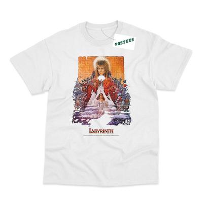 T-shirt Stampata Direttamente su Tessuto Ispirata al Poster di un Film Retro di Labyrinth