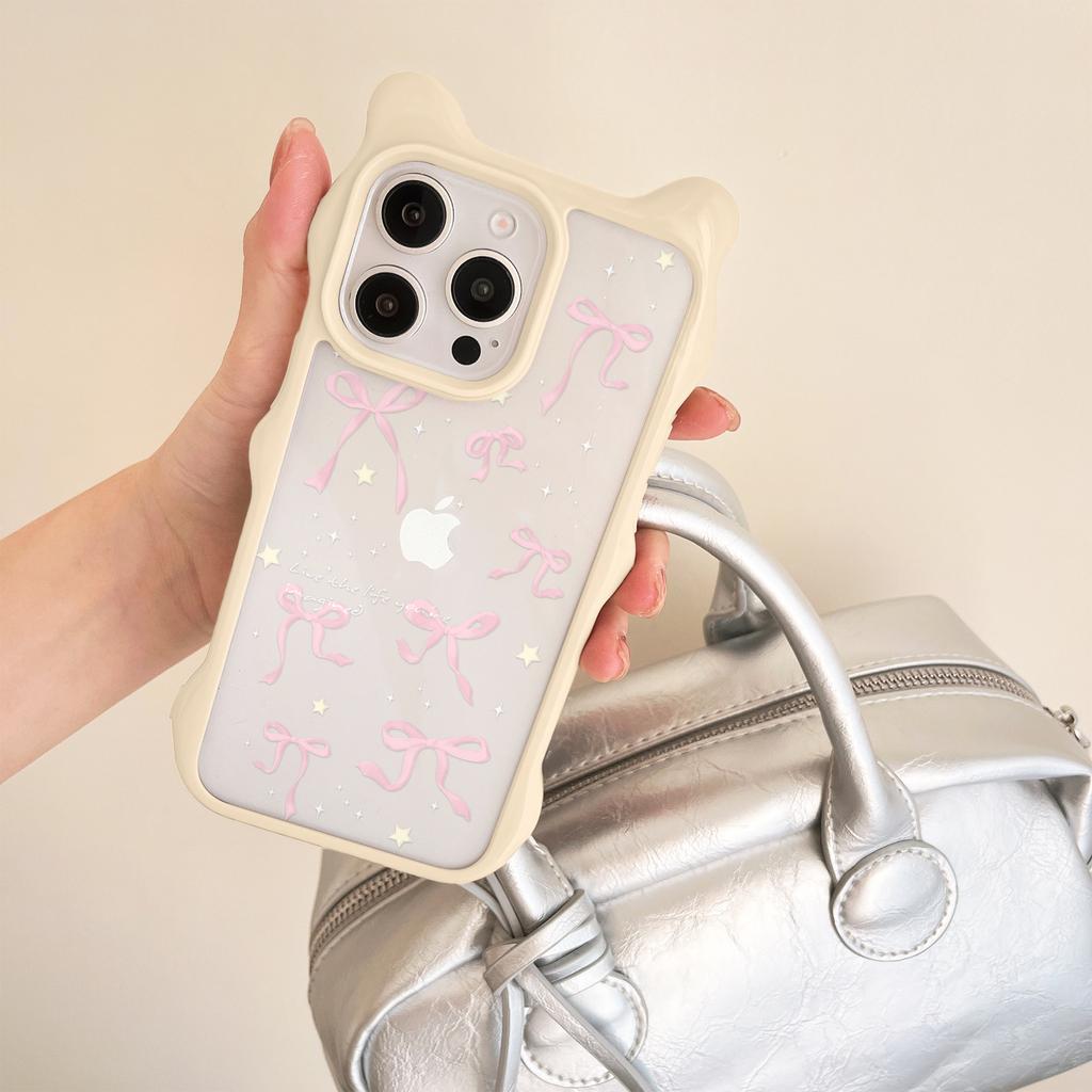 Ribbon Style iPhone 15 Pro Max Cute Cat Ear Huawei Apple 14 Pro Max Phone Case New Model